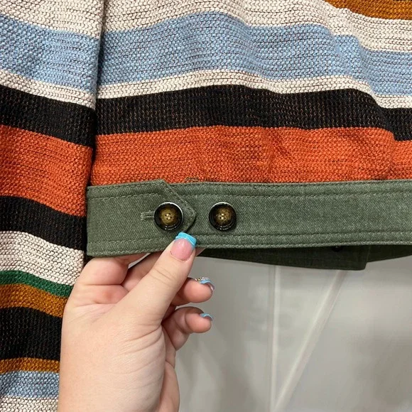 VERONICA BEARD Jacket LORELAI Small Green Stripe Bomber Puff Pocket Twill